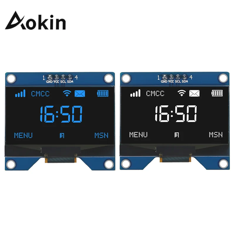 1.54 بوصة OLED وحدة 12864 128x64 SSD1309 سائق IIC I2C واجهة تسلسلية لوحة عرض ذاتية الإضاءة لراسبيري Pi 4 Pin
