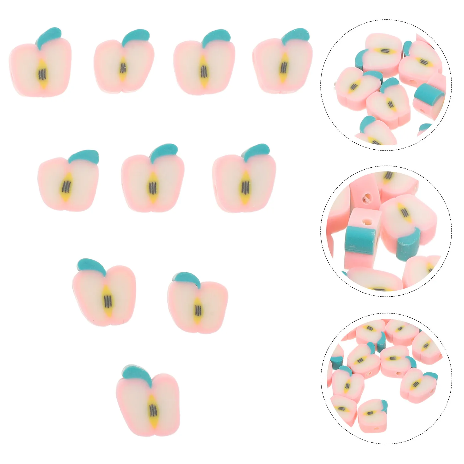200Pcs Handmade Polymer Clay Fruit Beads Flat Large Hole Beads for DIY Jewelry Making Halloween Christmas