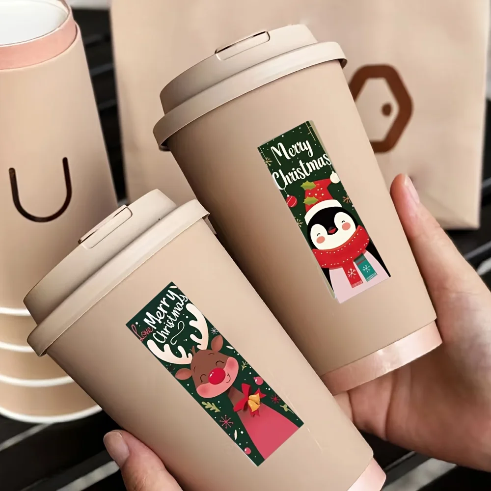 120 قطعة من ملصقات عيد الميلاد - الدب القطبي اللطيف سانتا، عيد ميلاد سعيد - لتغليف الهدايا، التعبئة والتغليف - يعتمد على الورق #4