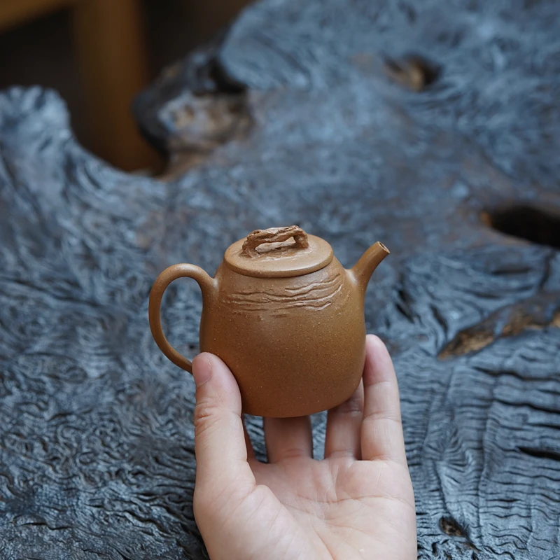 Zen Yuantang Yixing Handcrafted Egg-Shell Purple Clay Teapot Sketch Pot Raw Ore Gold Segment Mud Smoky Cloud 100cc