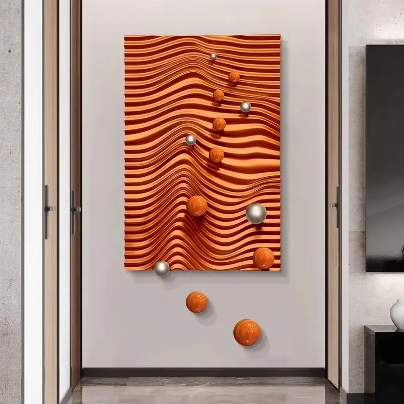 Metal ball wall art black silver abstract modern home decoration painting living room entrance crafts hanging wall