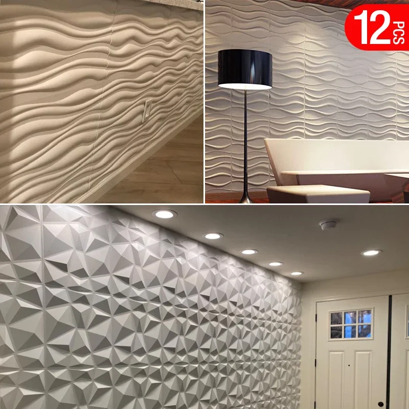 12pcs 50cm wall renovation house renovation 3D Wall Panel not self-adhesive wall sticker Relief Art ceramic tile mold Home Decor