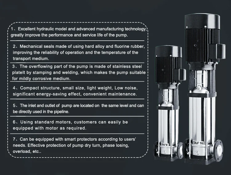 High Pressure Vertical Pump Stainless Steel Cdl Inline Multistage Centrifugal Water Pump System