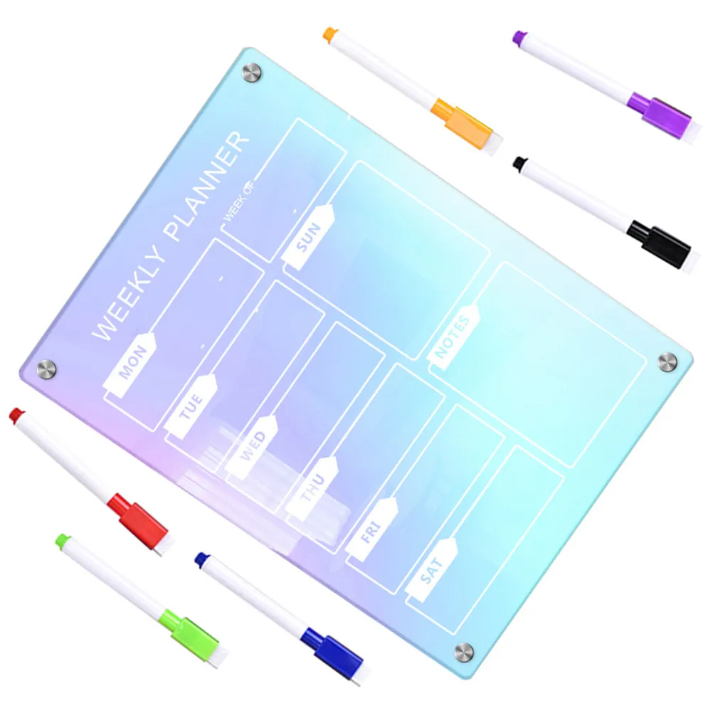 1Set Acrylic Dry Erase Message Board Magnetic Memo Board Desktop for Home Office Daily Planner Fridge to Do List Wall Organizer