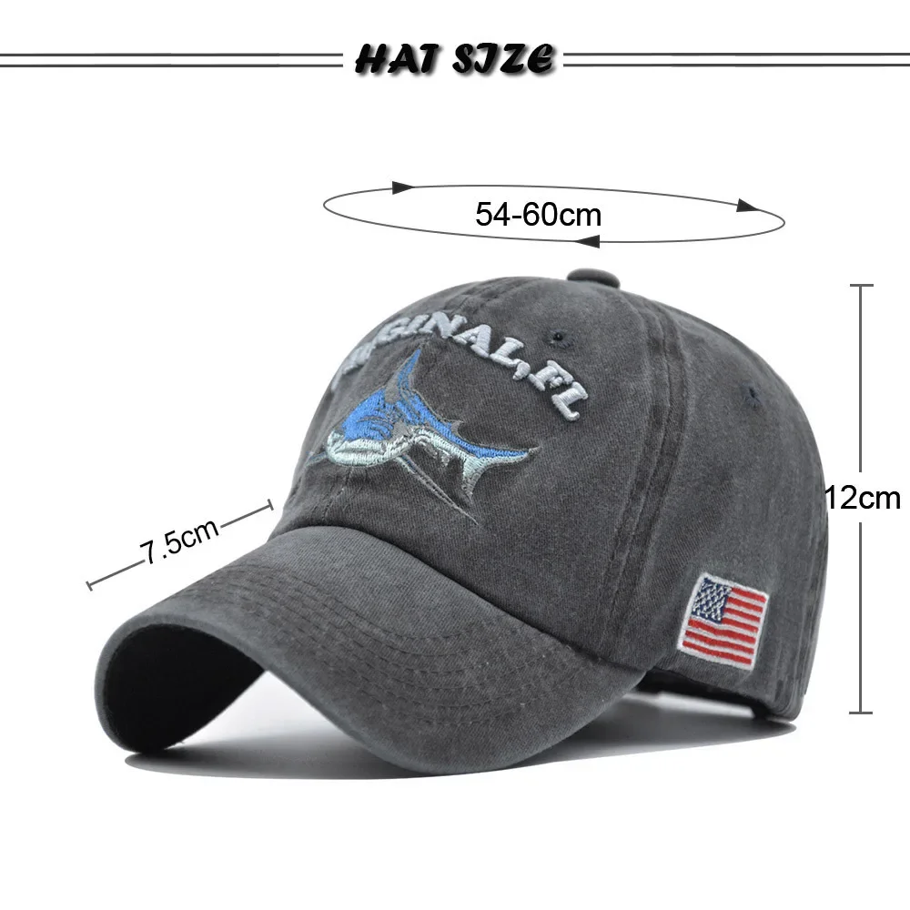 Trendy 3D Shark Embroidered Baseball Cap Men Snapback Women Baseball Hats Cotton Dad Hat Gorra Hombre Trucker Cap Outdoor