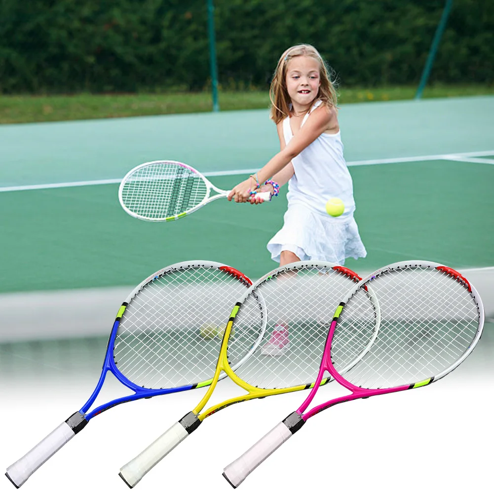 

Aluminum Alloy Tennis Racket Juniors 3Colors Durable String Single Tennis Racket Racquet Tennis Training Practice Racket