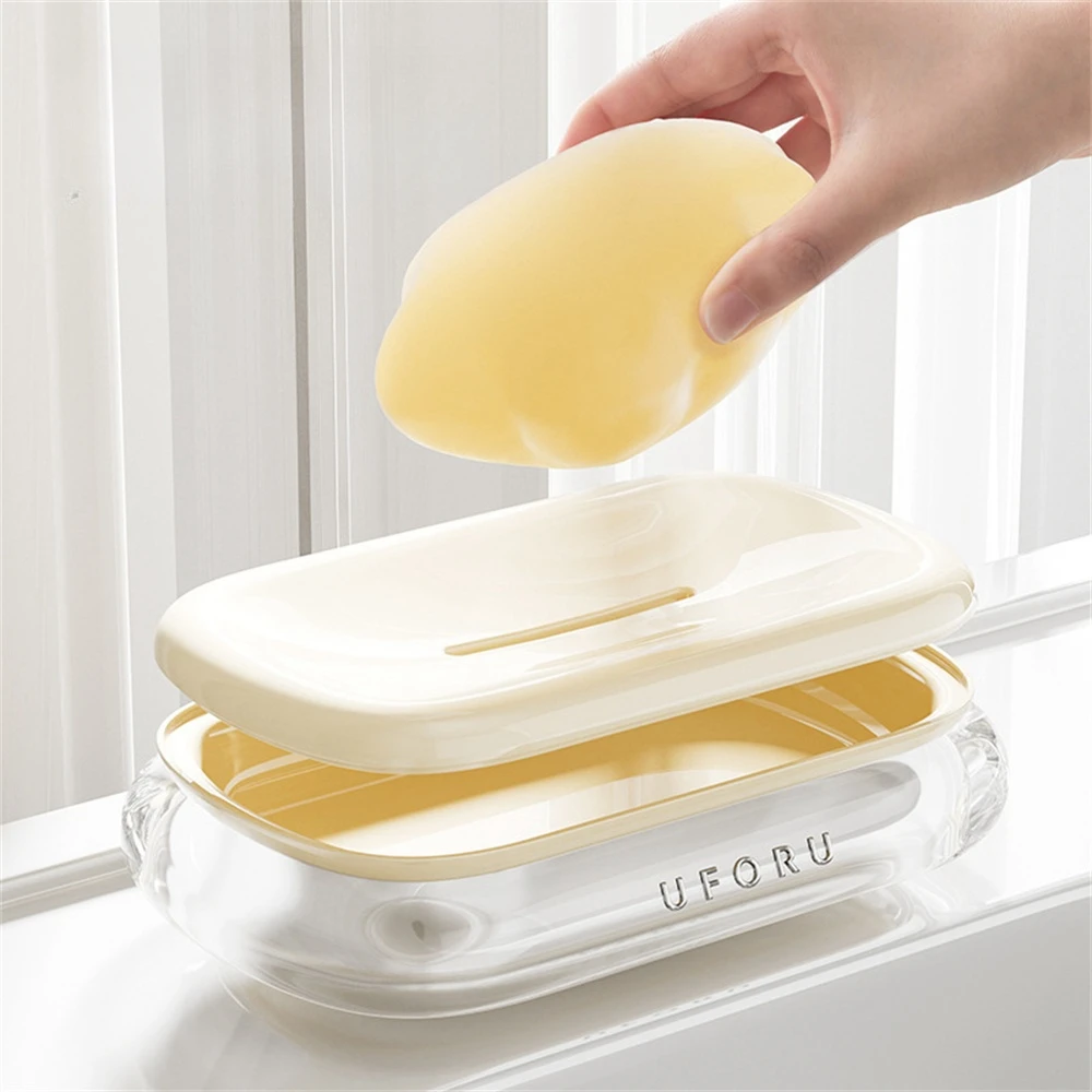 Acrylic Soap Box Portable Double Drainage Soap Case Household Washstand Non Stagnant Soap Holder Bathroom Shower Accessories