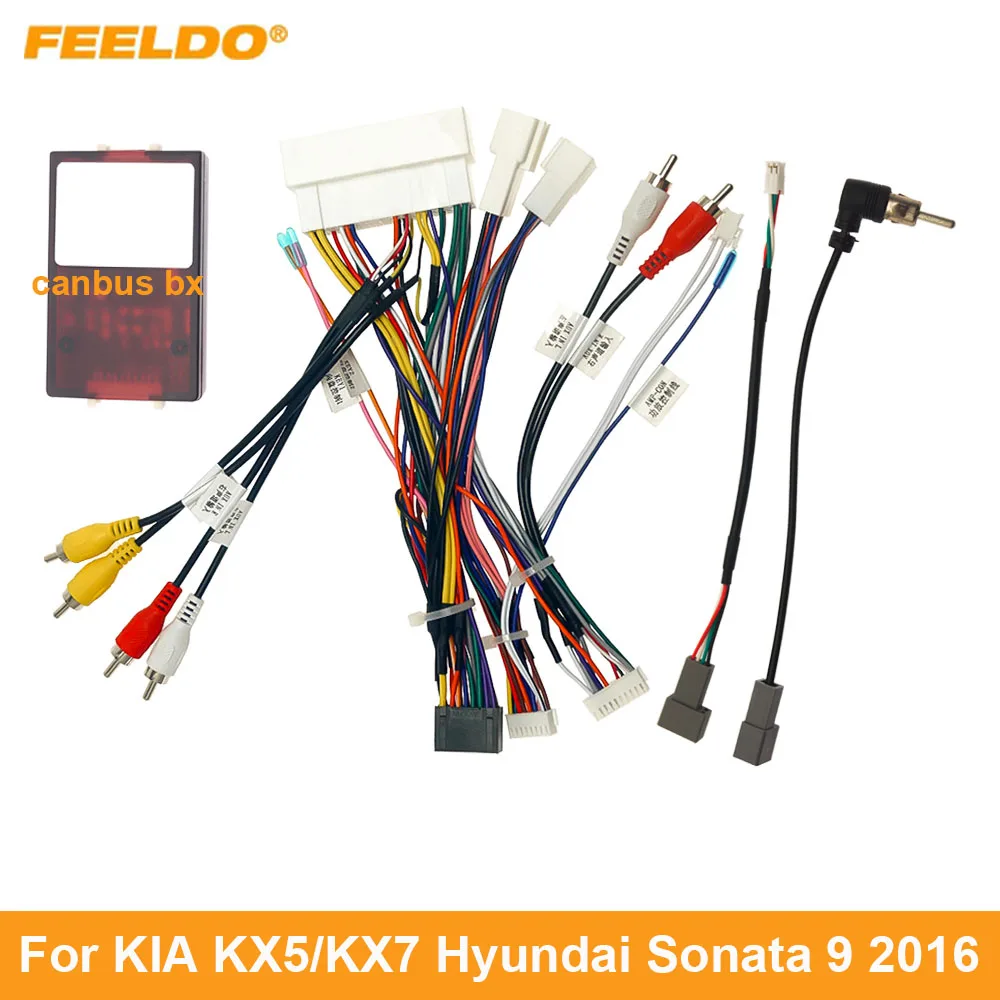 

FEELDO Car 16pin Power Cord Wiring Harness Adapter For KIA KX5/KX7 Hyundai Sonata 9 2016 Installation Head Unit