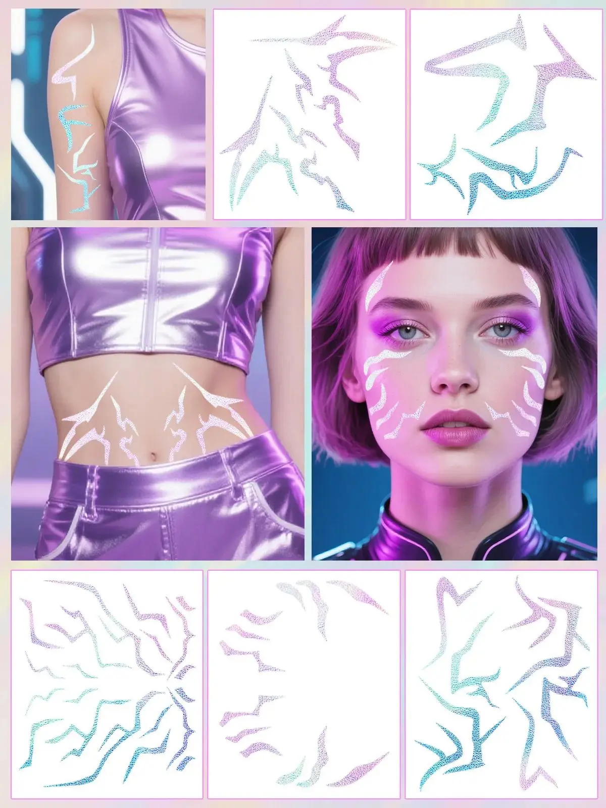 

Rumi Demon Hunters HUNTRX Rumi лазерные татуировки наклейки техническое аниме косплей светоотражающие наклейки для лица для сценического макияжа