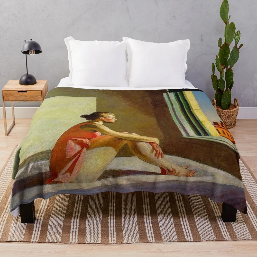 Morning Sun by Edward Hopper Throw Blanket Throw And Blanket From Fluff Designer Blanket