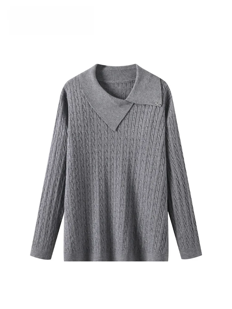 

plus Size Casual Long Sve Knitwear Women's Early Spring New Sle Flattering Loose Fit Top for Plump Sister