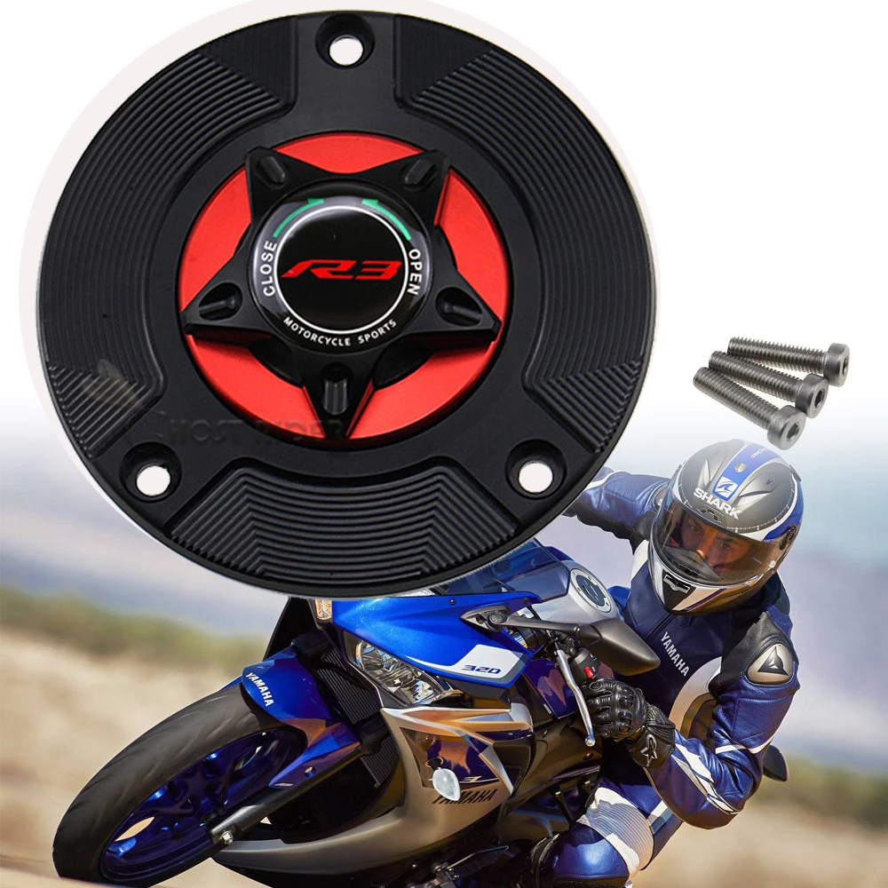 

Motorcycle Keyless Quick Release Gas Fuel Tank Cap For YAMAHA YZFR3 YZF R3 2010-2023 CNC Aluminum Oil Tank Cover Accessories