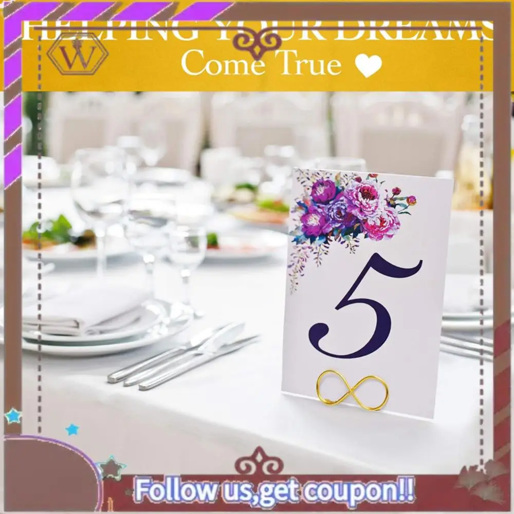 ABBG-Table Number Holder Stands 12 Pack - Wedding Seating Labels Placecard Clips Photo Picture Cards Display Stand Gold