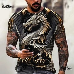 Men's T-Shirt Fashion 3d Dragon Print T Shirt Vintage New Year Short-Sleeved Oversized Streetwear Tees Summer Casual Men's Tops