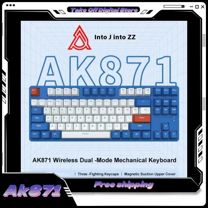 Ajazz Ak871 2.4G Wireless Gaming Mechanical Keyboard 87 Keys Hot-Swappable Bluetooth Keyboard PBT Keycaps for Game Laptop Pc