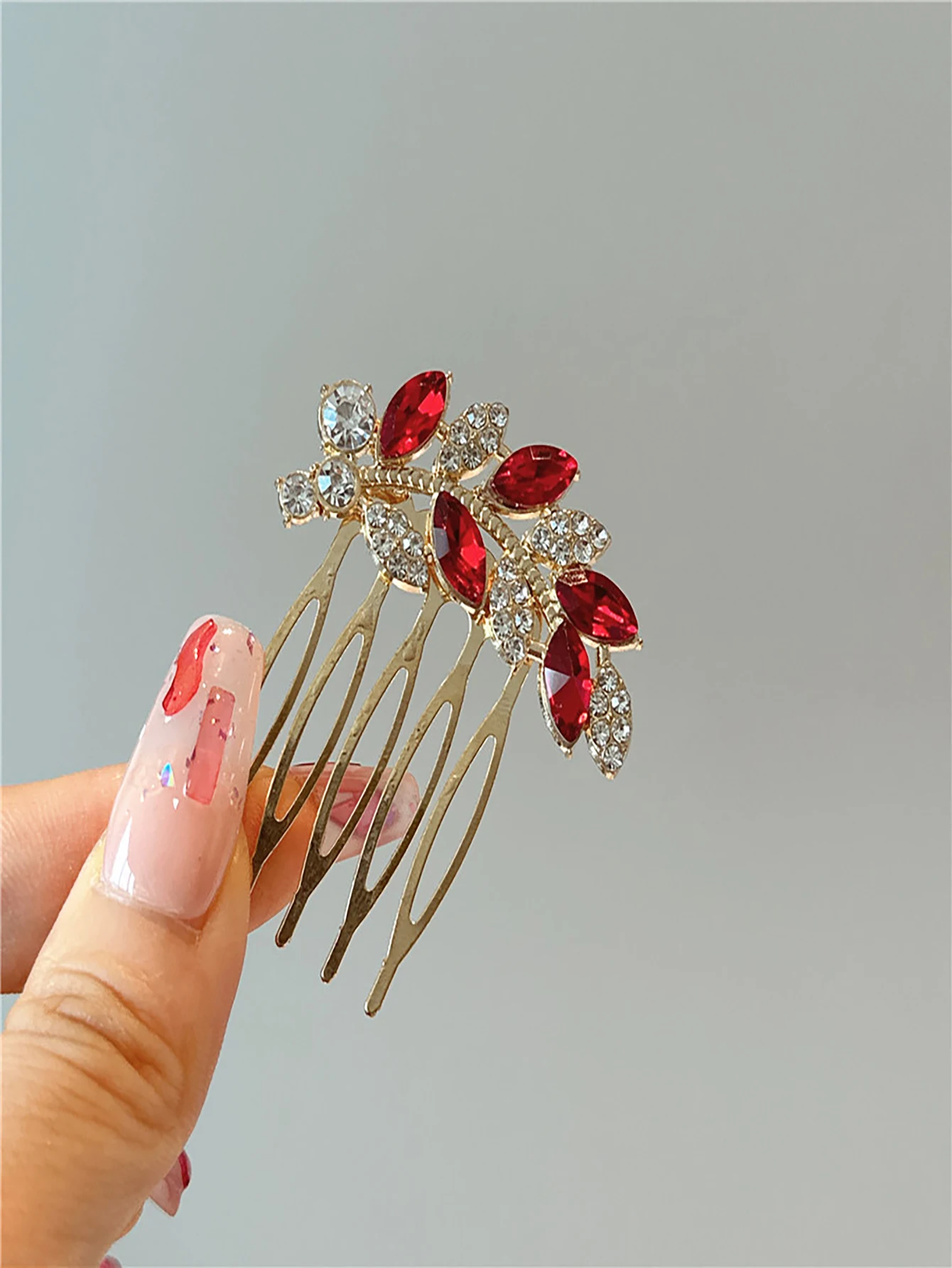 Luxury Rhinestone Hair Flower Leaf Small Hair Combs Pan Hair Liu Hairpin Women Girls Elegant Hair Accessories