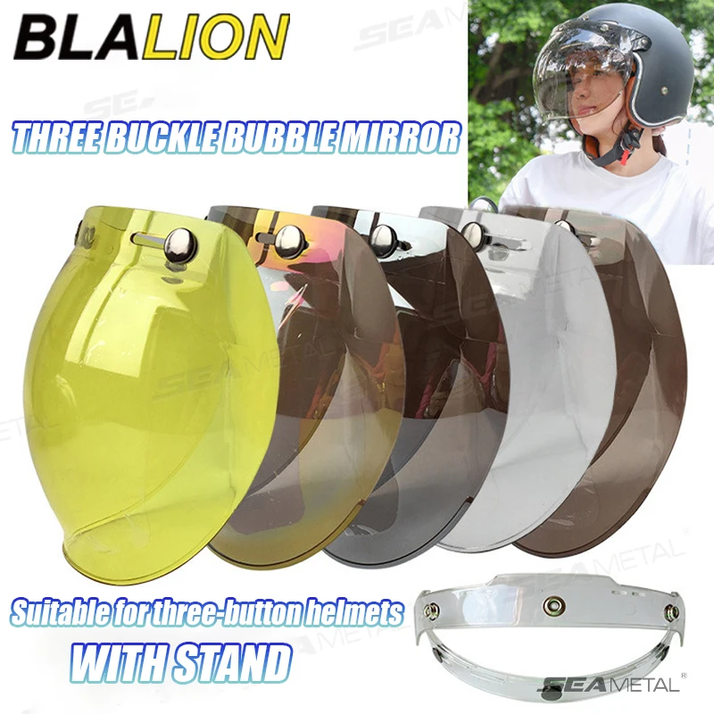 

BLALION Motorcycle Helmet Bubble Shield Visor Anti-Fog UV Protection HD Lens for Retro Helmet Open Face Half Helmet Wind Shield