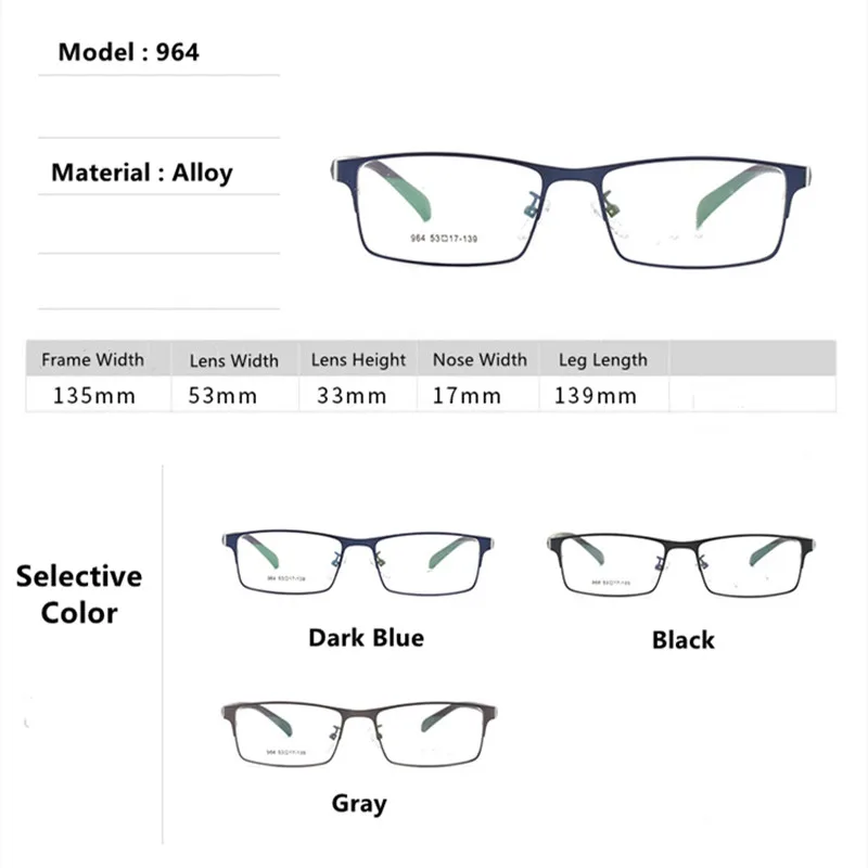 TGCYEYO Men Alloy Glasses Frame Fashion Male Square Ultralight Eye Myopia Prescription Eyeglasses Flexible TR90 Mirror Leg 964