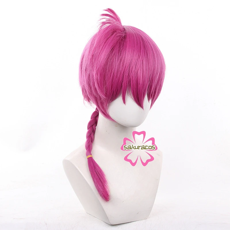 Ranma Saotome Wig Anime Ranma 1/2 Cosplay Black Pink Short Hair with Ponytail Halloween Costume Party Role Play Wigs + Wig Cap