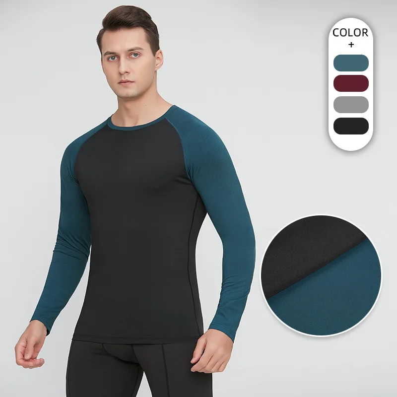 

Sports tight fitting fitness suit men's long sleeved running basketball high stretch training long sleeved T-shirt
