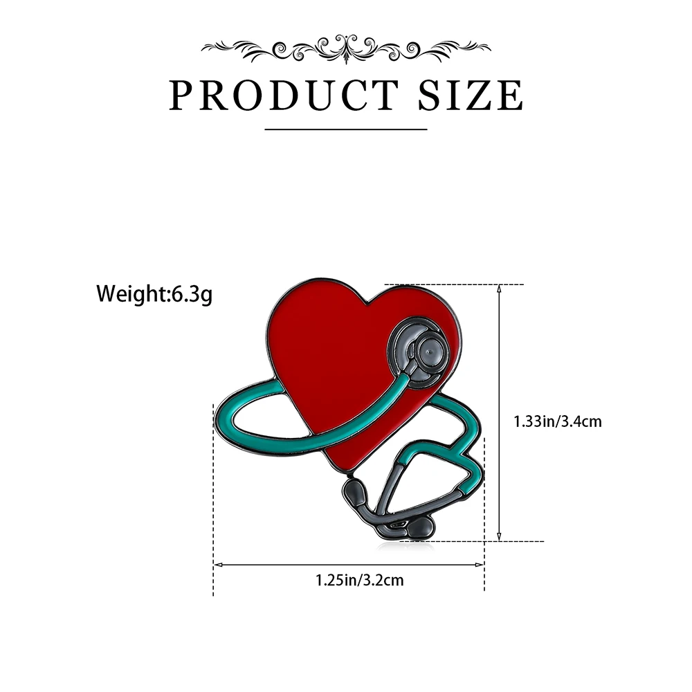 Hanreshe New Heart and Stethoscope Pin Medical Doctor Nurse Enamel Brooch Backpack Lapel Badge Accessories Medicine Jewelry