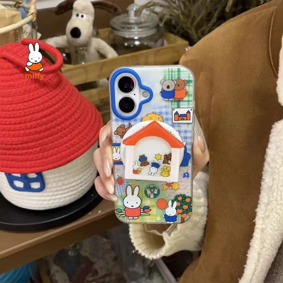 

Miffy Kawaii Cartoon Mobile Phone Case Cute Anime Rabbit Magnetic Holder Phone Case Suitable for Iphone 16Promax Iphone 15 14 13