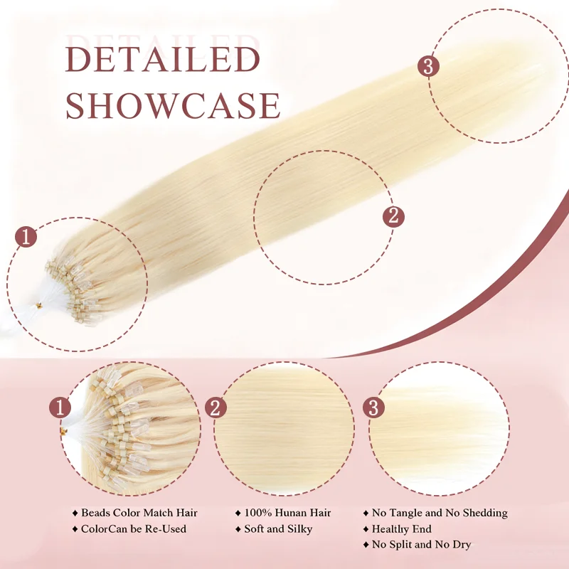 Trendy Micro Link Human Hair Pieces Flawless Soft Straight Glossy 12inch 16inch 20inch 30G Micro Loop Extensions For Daily Makeover