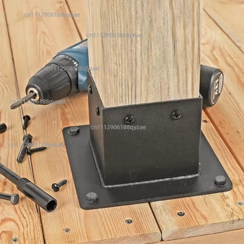 Heavy Duty Gazebo Column Bracket Matte Black Wooden Post Anchor for Deck Railing Firewood Stand