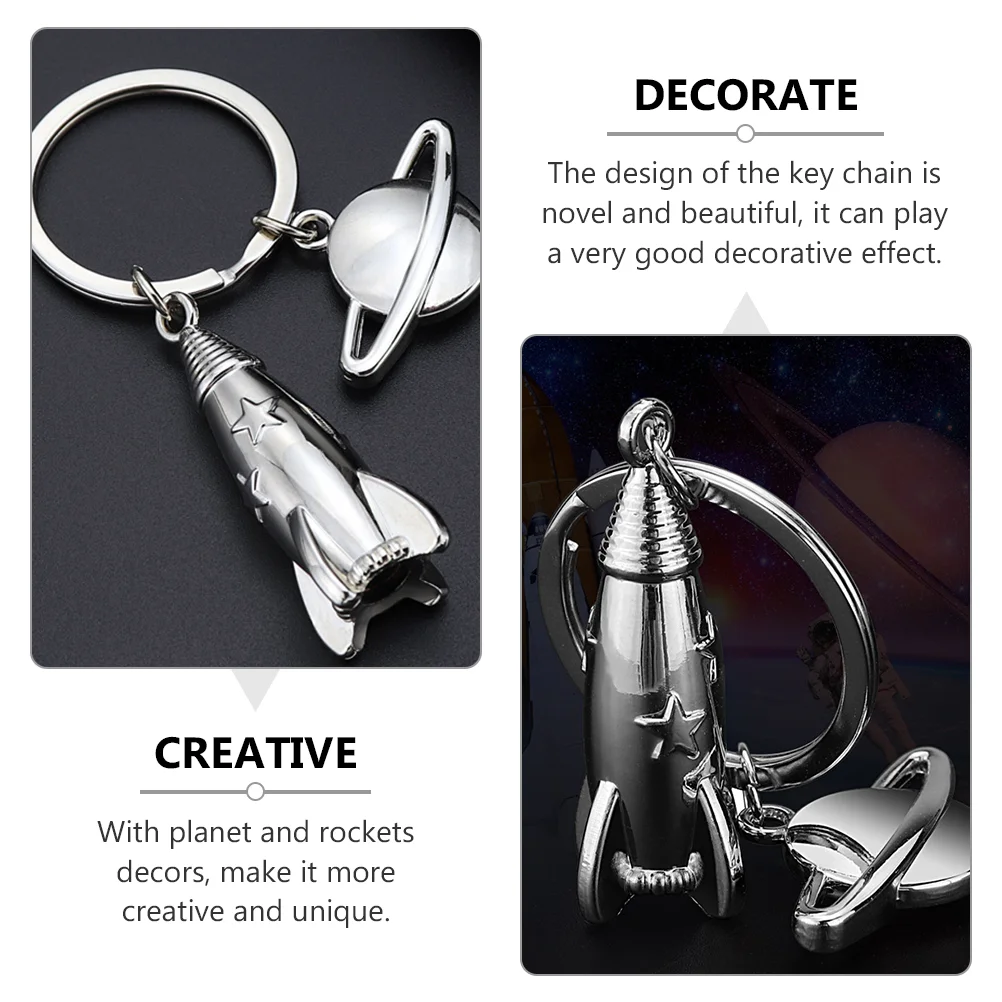 Key Chain Pendant Handbag Planet Ring Rockets Purse Zinc Alloy Hanging Mens House Decor