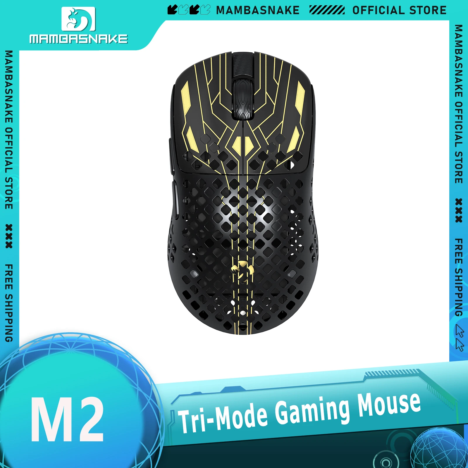 

Беспроводная игровая мышь MAMBASNAKE M2 Tri-Mode, 41 г, ультралегкая, из углеродного волокна, PAW3395PRO, 40000 DPI, для ПК-геймеров