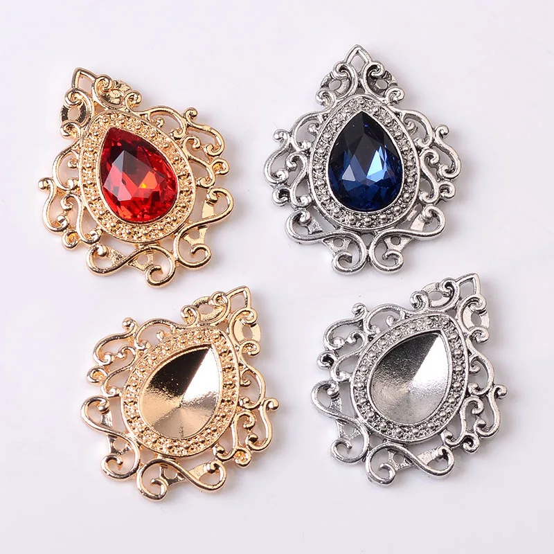 Handmade European and American retro court gem brooch hollow lace water drop gem brooch shirt collar accessories direct sales