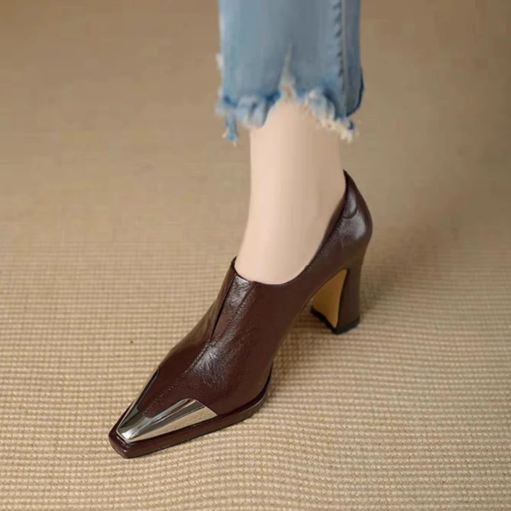 

Женские лоферы на высоком каблуке с острым носком, пикантные туфли в стиле ретро, дизайнерские 2024, новый бренд, роскошные сандалии, горячая распродажа, Zapatillas De Mujer