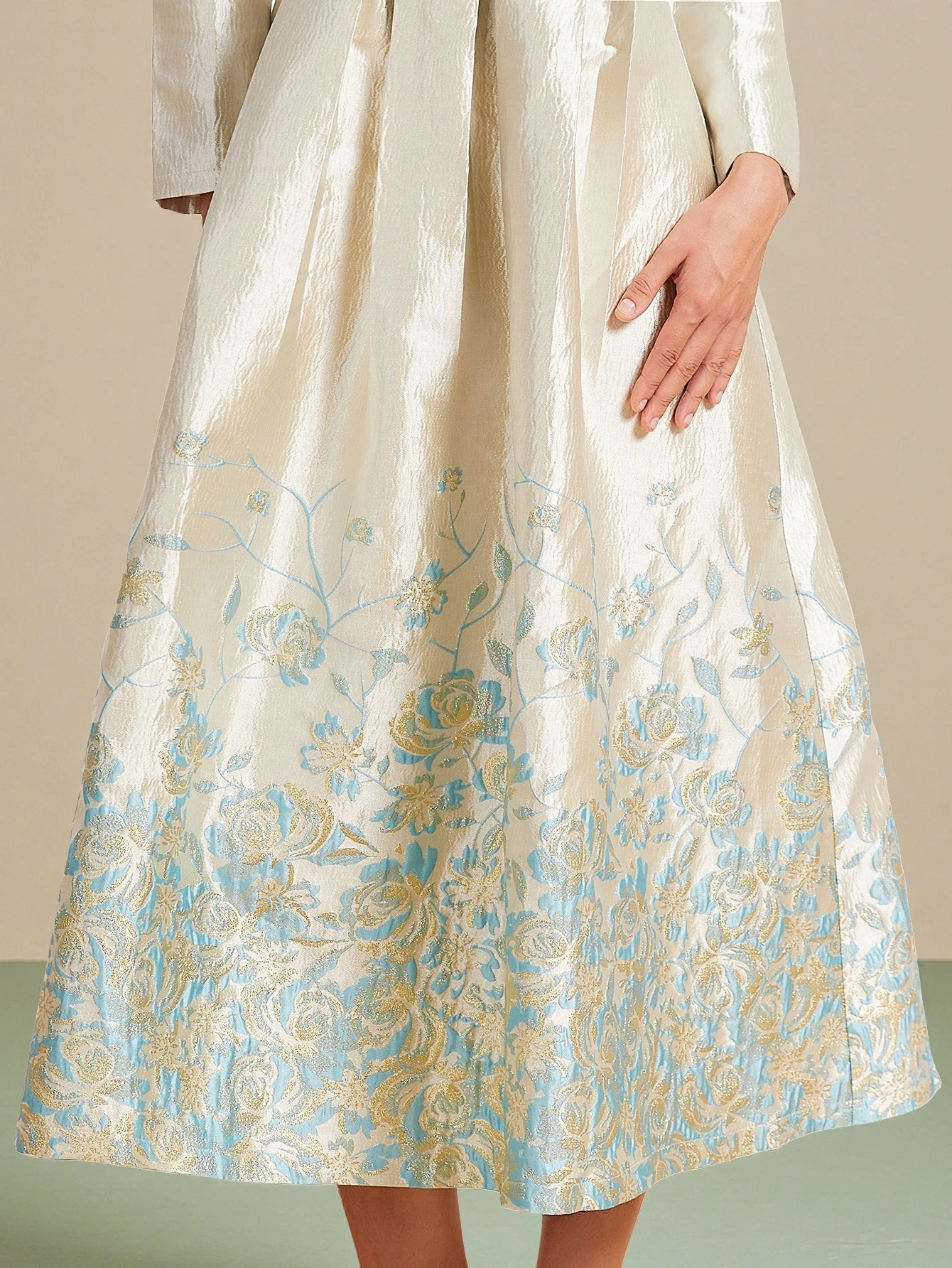 DEVCHATA Elegant Women Luxury Jacquard Long Maxi Dress Female Fashion New Arrival Floral Embroidery Evening Party Robe