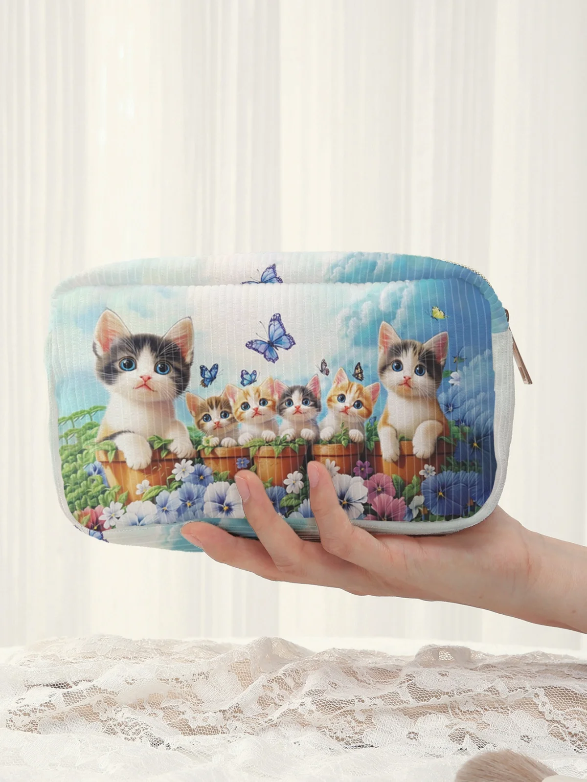 

Косметичка с рисунком кота, дорожная сумка для умывания большой вместимости, женская сумка для хранения косметики