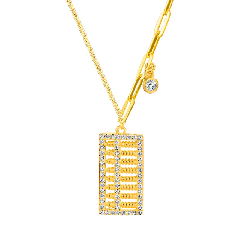 

925 Silver Necklace Girl Gold Abacus Pendant Silver Jewelry