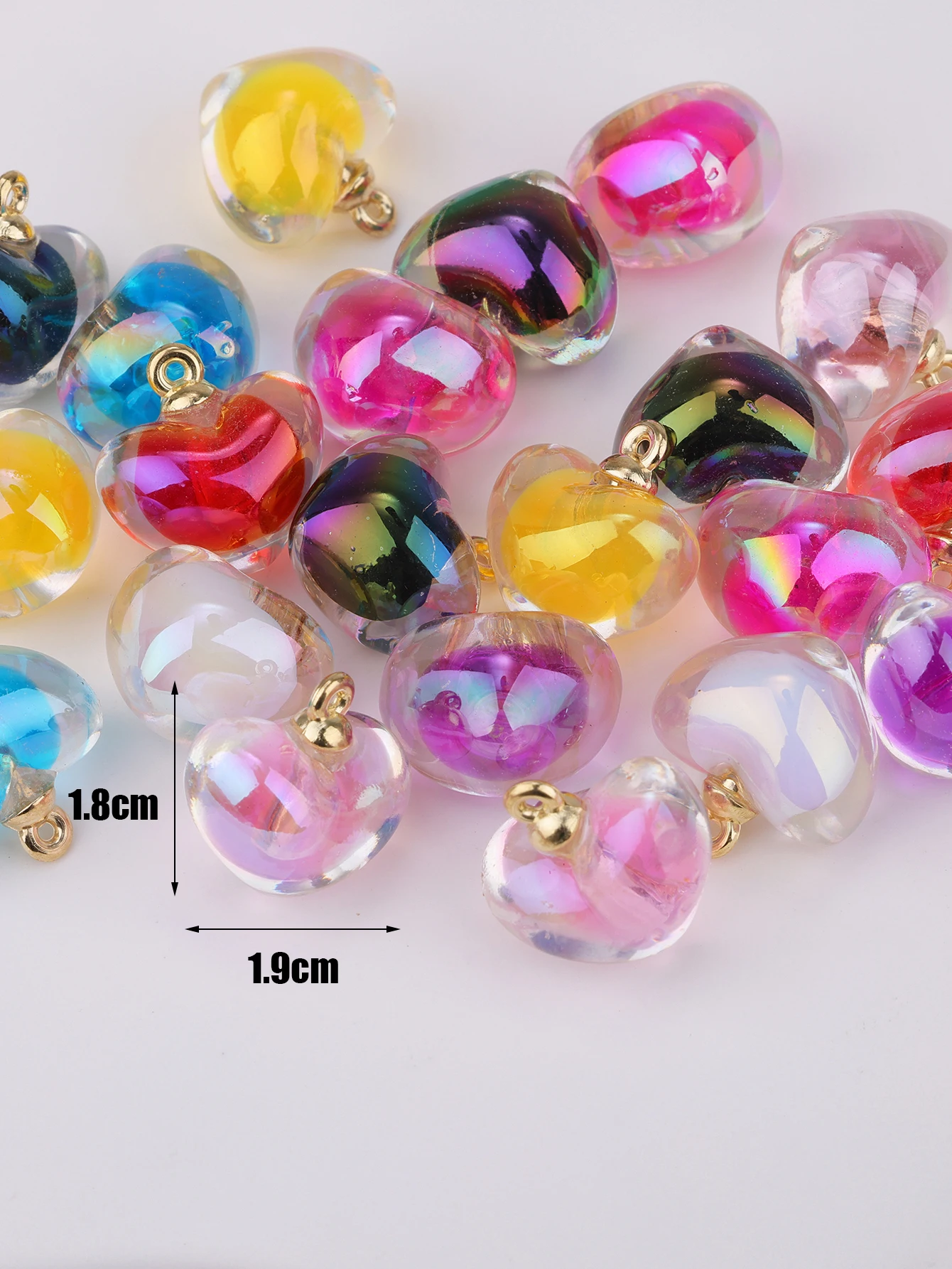 10pcs 18*19mm plated color AB acrylic Love pendant Bead heart type pendant accessories diy necklace earrings car pendant