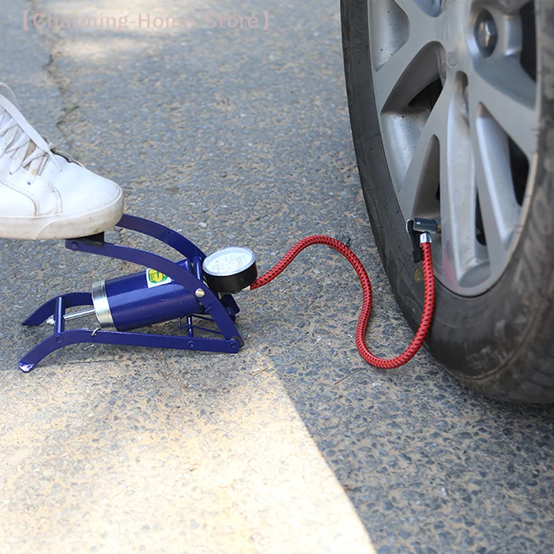 

【M】Portable High Pressure Foot Air Pump, Bike Floor Inflator with Pressure Gauge for Car Motorcycle Basketball Airbed Tires