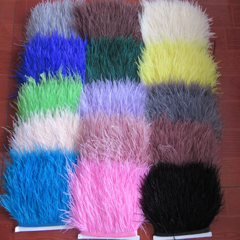 

New! Wholesale high quality 97cm of white ostrich feather ribbon, feather length 8-10cm / DIY clothing accessories