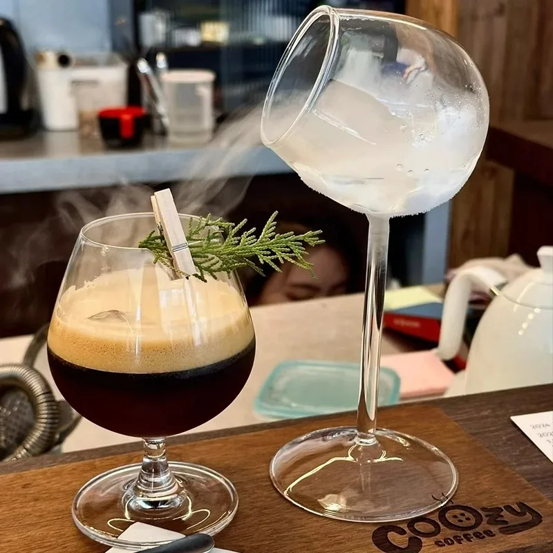 Pea-shaped Cup, Molecular Cocktail Glasses Cups,Creative Juice Glassware,Slanted Rim Glass Cups,Champagne Flute,Bar Party Tools