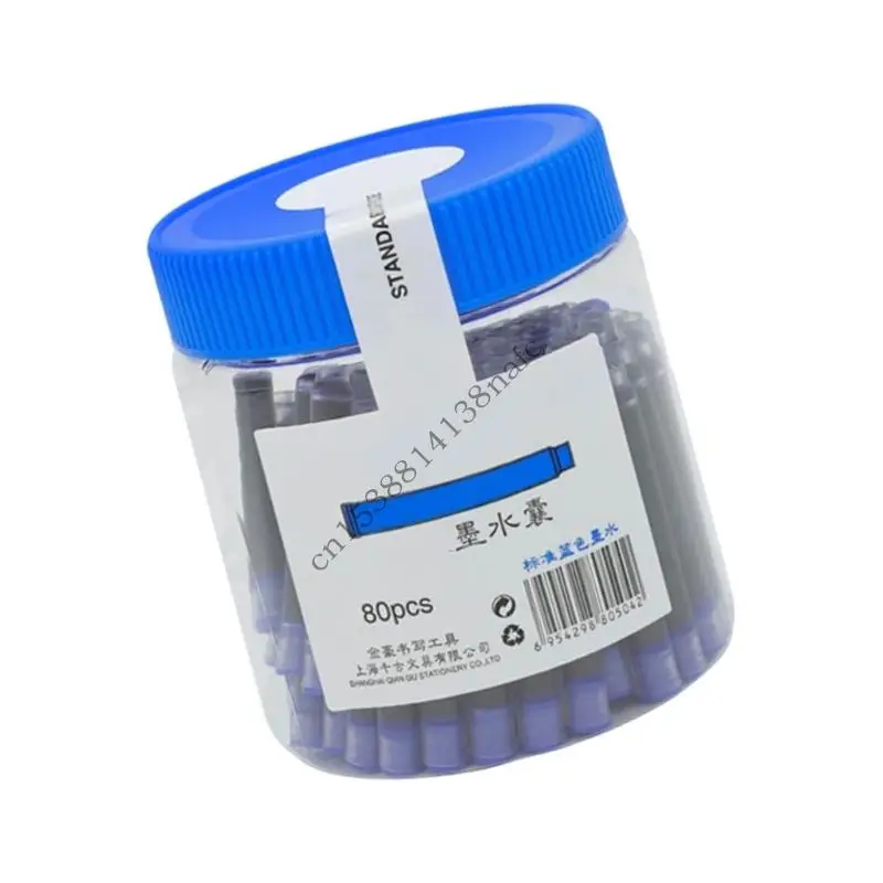 

594F 80Pcs 2.6mm Plastic Fountain Pen Refill Cartridges Standard Suit For School Office Work Leak Proof Design Easy Install