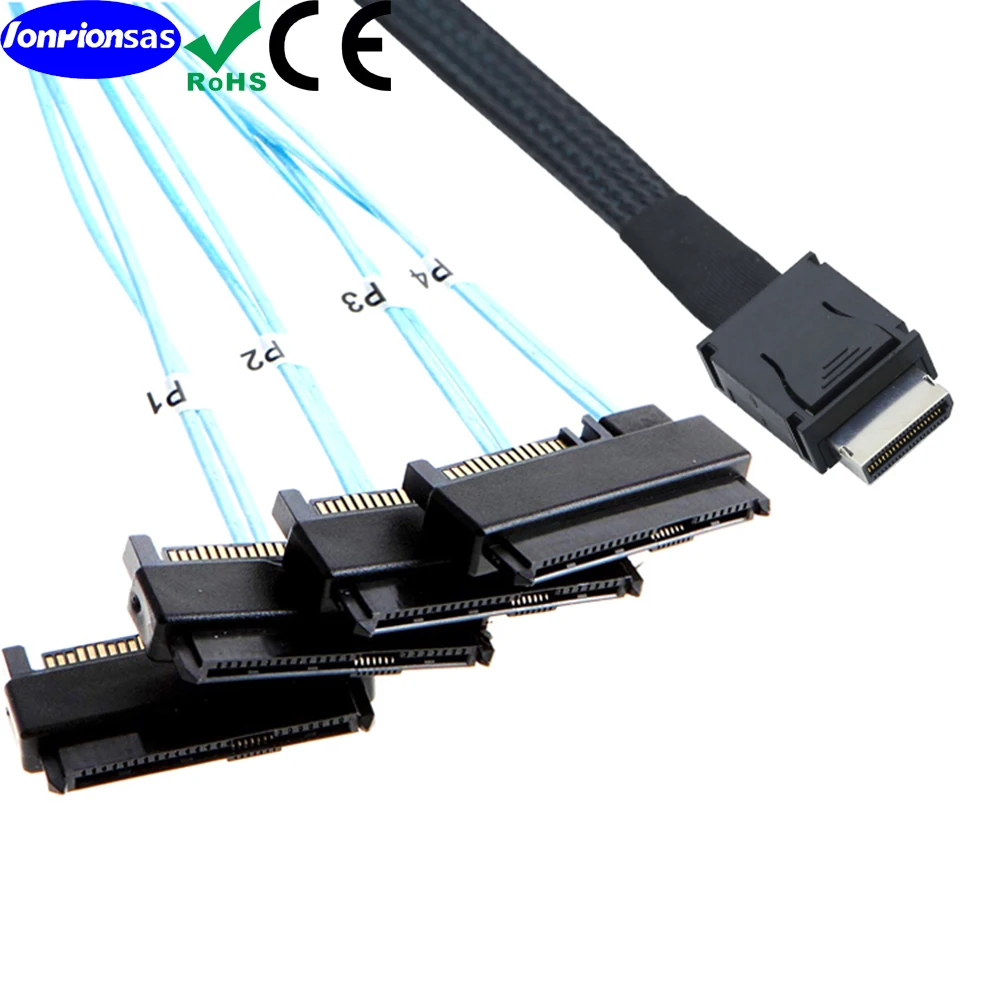 LONRIONSAS#SFF-8611 OCuLink PCIe PCI-Express Oculink 4I STR to SFF-8482 2 in 1 Connector 4X SAS 29Pin with SATA 15PIN Power