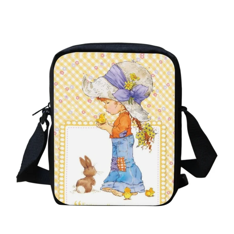 Cute Cartoon Girl Small School Bag Adjustable Children Book Bags Zippper Kids Schoolbags Lunch Box Bag Tote with Lunch Bag