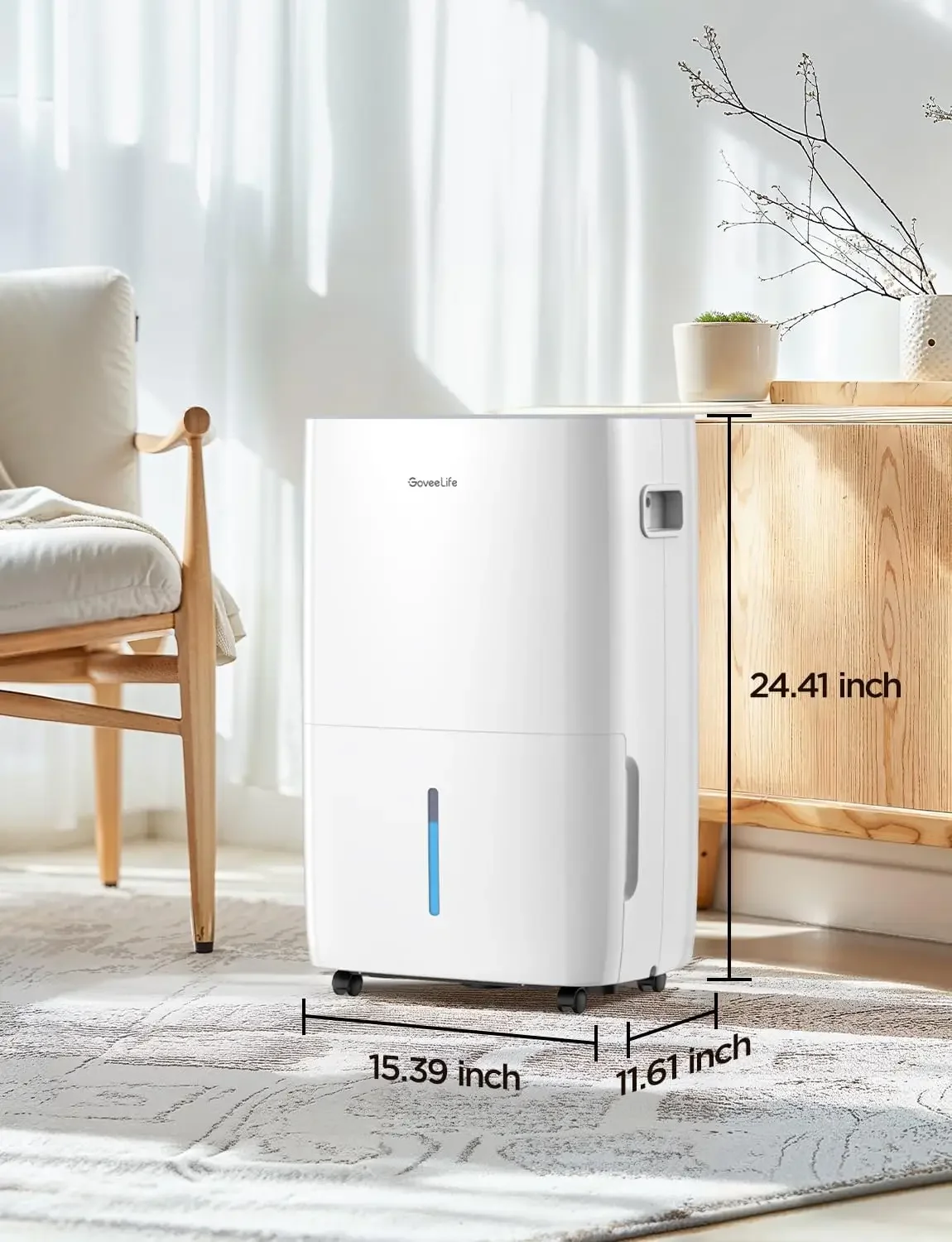 Smart Dehumidifier for Basement 4,500 Sq.Ft, 50 to 109 Pint Auto Humidity Control, Drain Hose, 2.0Gal Bucket, Energy