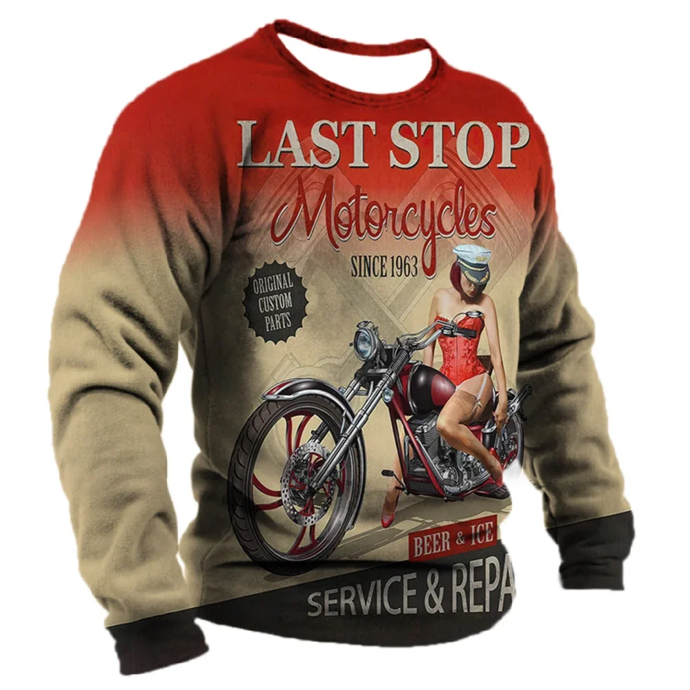 

Street Retro Style Men's Long Sleeved Printed T-shirt Oversized Loose Fitting Men's Trendy T-shirt Oversized Y2K Streetwear