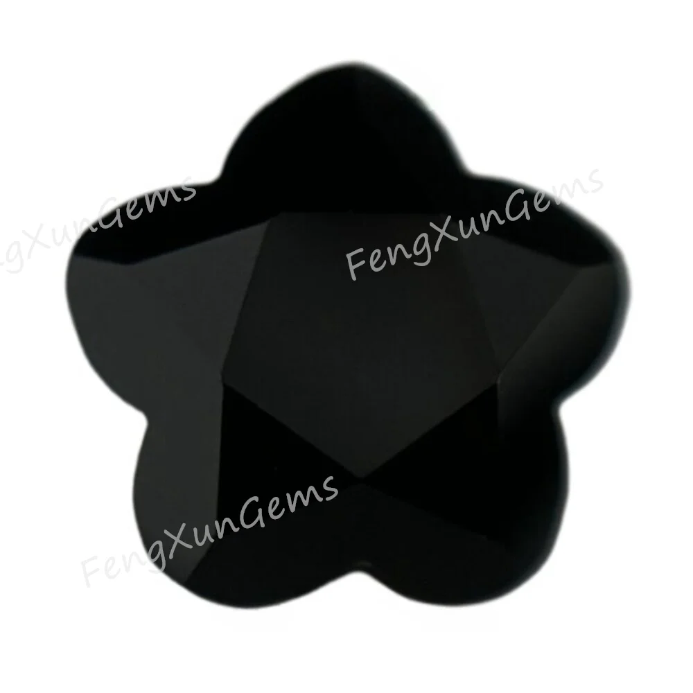 Black Plum Blossom Shape Machine Cut Loose Glass Stone Synthetic Gems Size 3X3mm~10x10mm For Jewelry Making