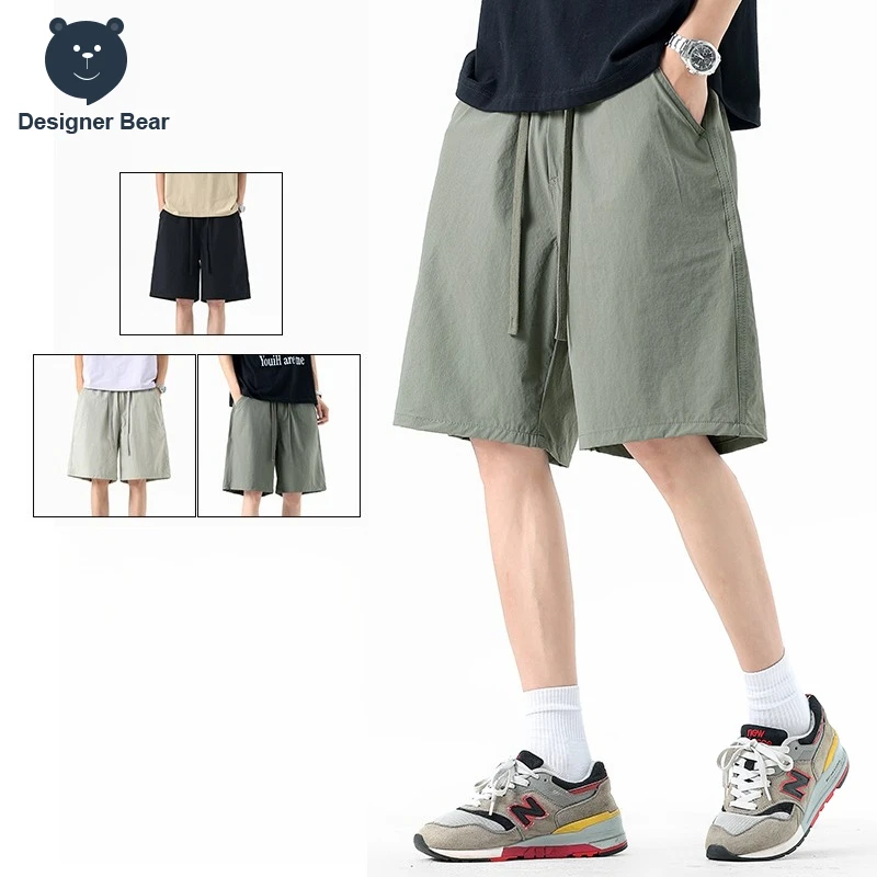 

Summer Thin Men's High Stretch Shorts Baggy Straight Drawstring Waist Work Outdoor Pants Polyamide Fibre Joggers Shorts Bermuda