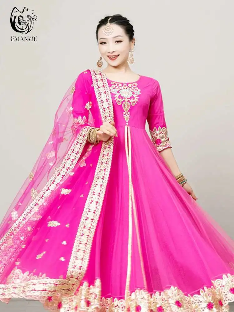 Egzotyczny styl taniec indyjski stroje chińskie styl etniczny moda damska kostium taneczny Kathak Sari sukienka swing