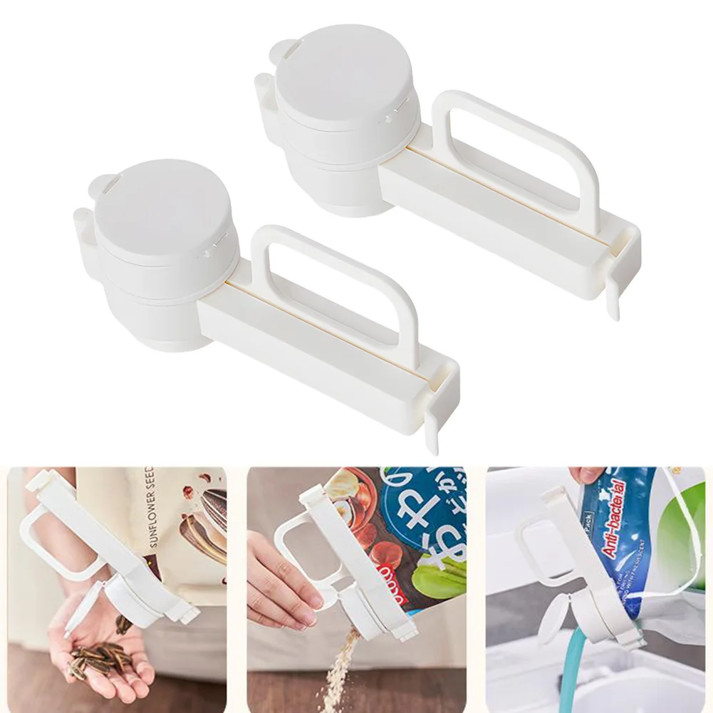 Clip de sellado de bolsas de alimentos con boquilla para verter, Clips para bolsas de chips, Clip sellador de tapas de plástico para alimentos de partículas pequeñas, 2/3 Uds.