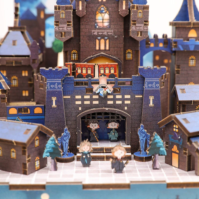 Caja de música de castillo mágico de madera 3D DIY, Kits de modelos en miniatura, rompecabezas que se puede mover para amigos, regalos de cumpleaños, decoración del hogar