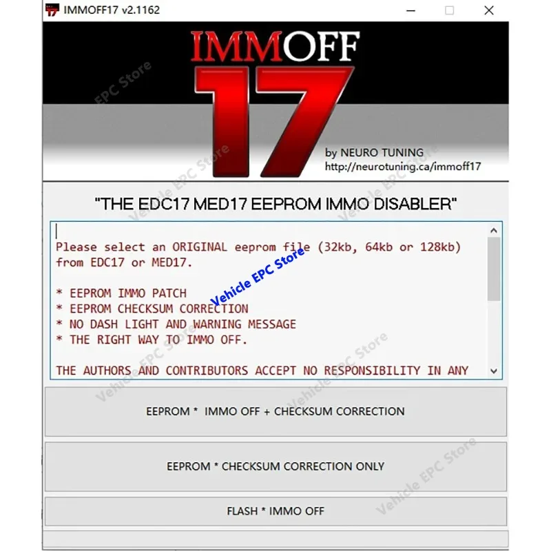 2026 hot sell new  IMMO OFF 17 IMMOFF17 Software Activate Version EDC17 MED 17  Ecu EEPROM  PATCH Checksum Correction To  Flash